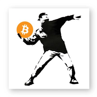 Sticker (unité) – Bitcoin Thrower – Banksy